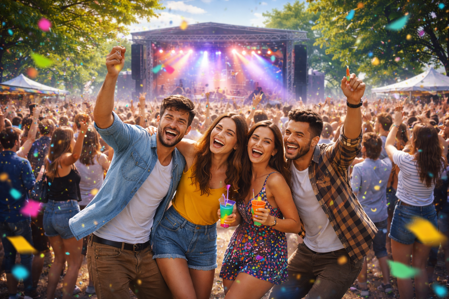 événements publics festival musique foule joyeuse participants