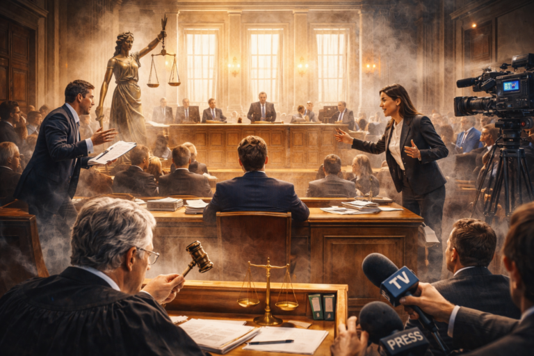 procès médiatisé tribunal français audience juge avocats débat judiciaire